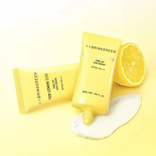 BRINGGREEN Super Lemon Glutathione Tone Up Sun Cream SPF 50+ 50ml+50ml Set - Atelievuè