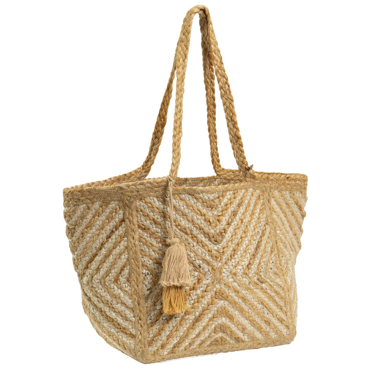 Magid Diamond Woven Natural Straw Jute Tote Magid NYC