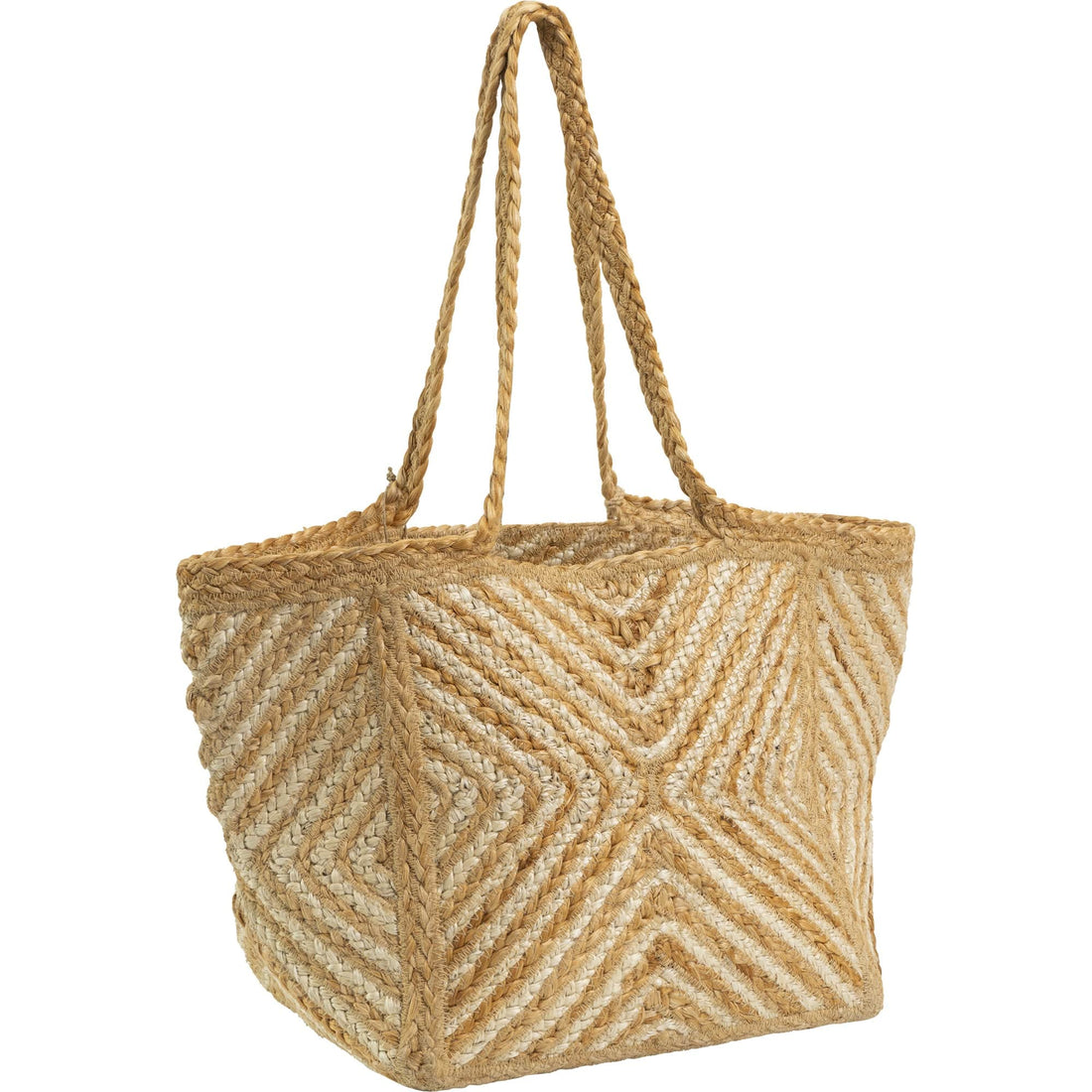 Magid Diamond Woven Natural Straw Jute Tote Magid NYC