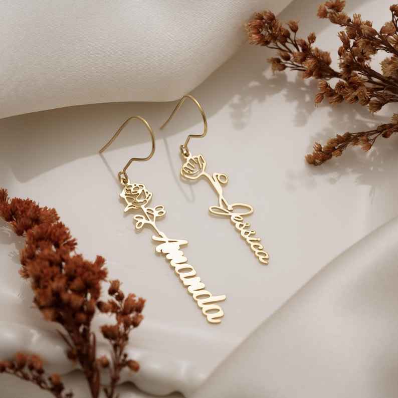 Custom Engraved Script Name Stud Earrings