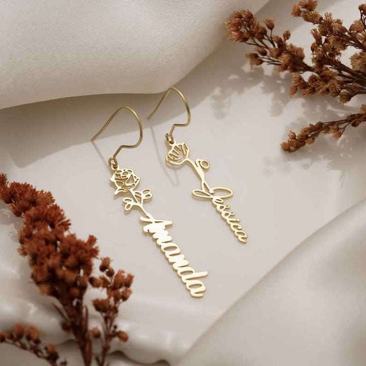 Custom Engraved Script Name Stud Earrings