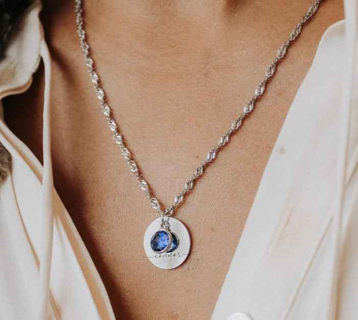 Personalized Round Birthstone Necklace