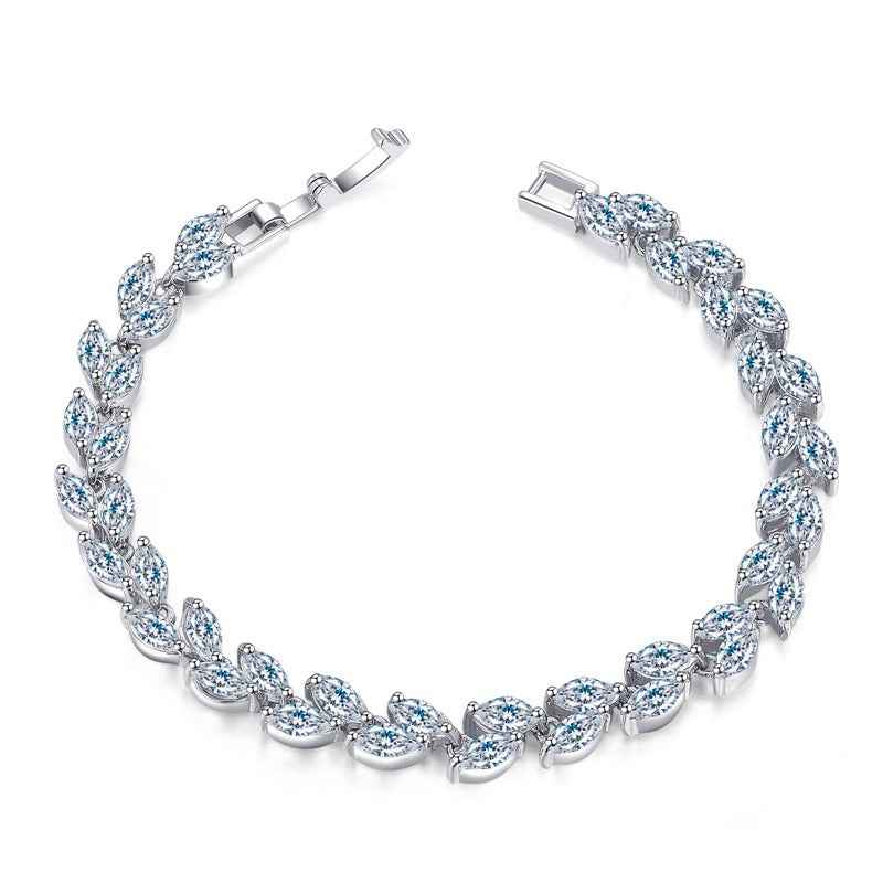 Small leaf zircon bracelet