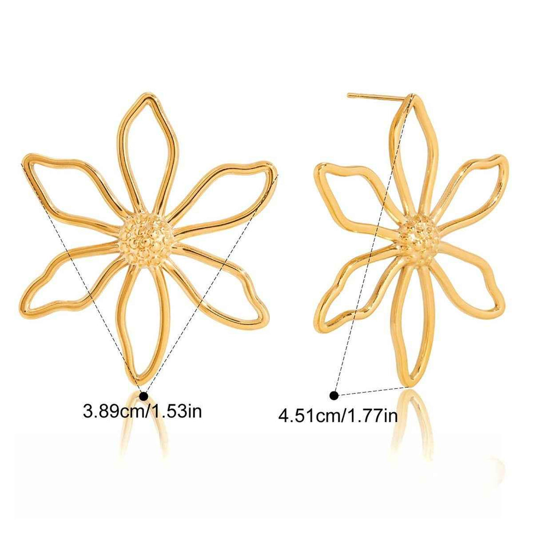 18K gold wire flower stud earrings