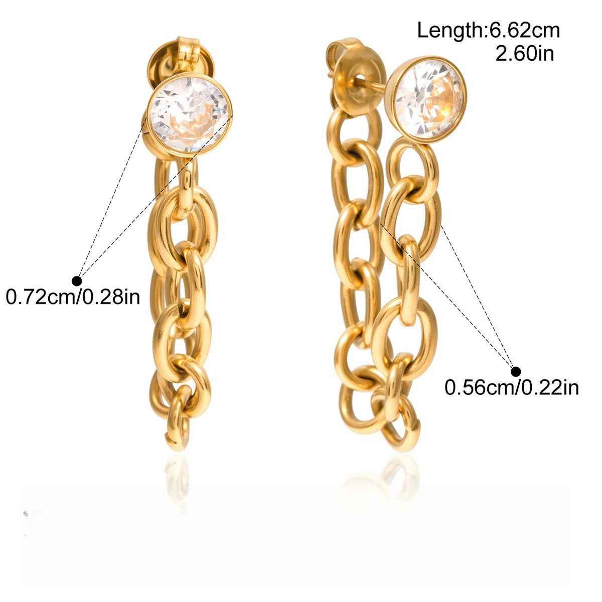 18K gold lightweight luxury earrings with zircon and tassel design.