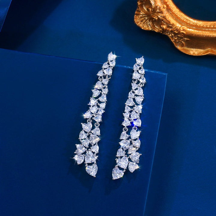 Long tassel earrings with full diamond embellishments