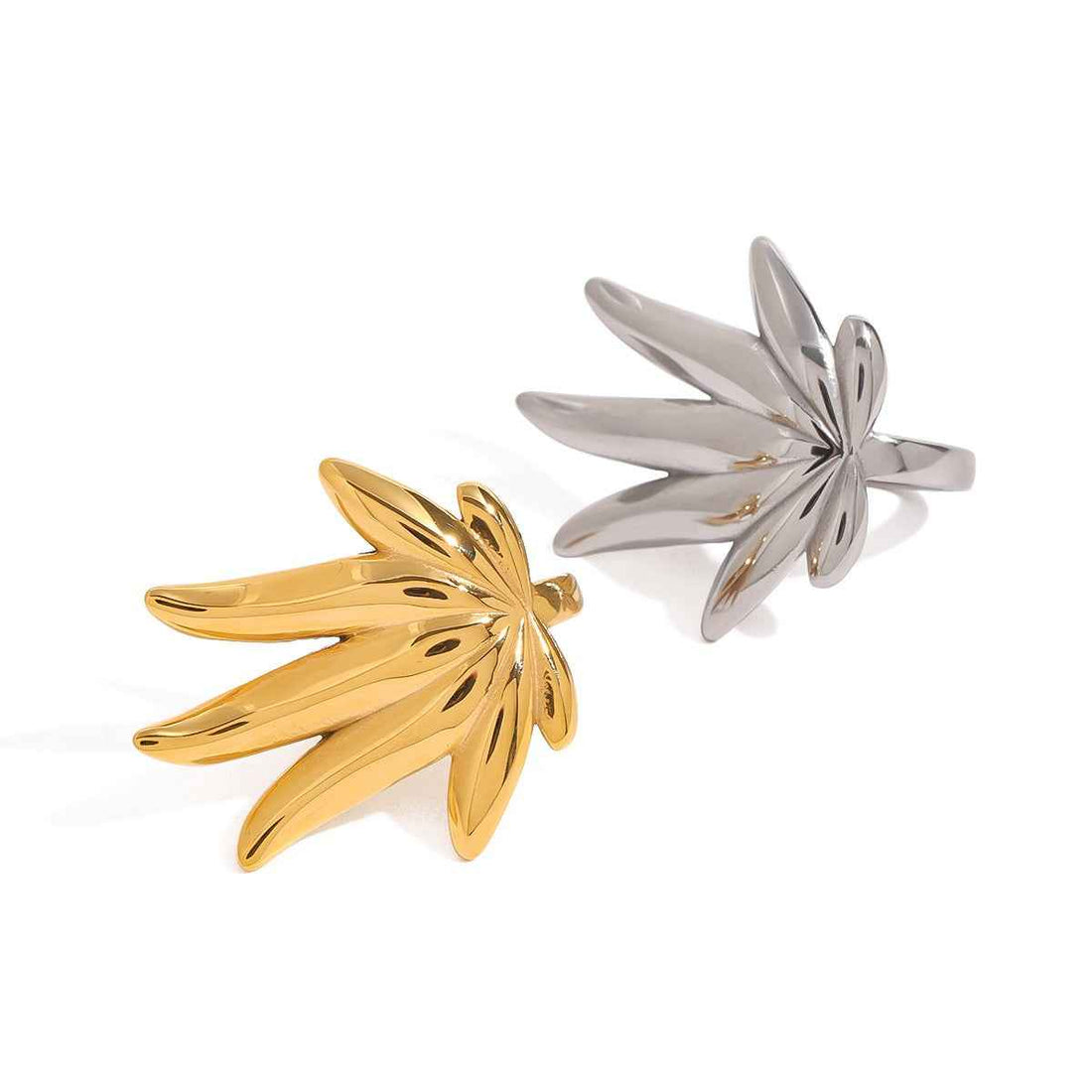 18K Gold Maple Leaf Titanium Steel Ring