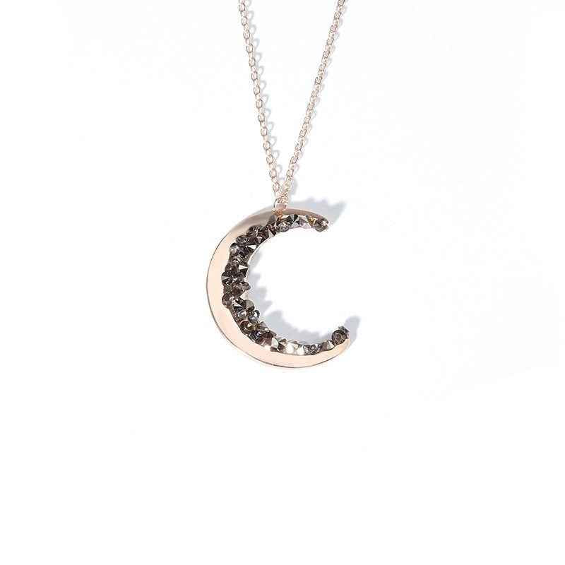 Light luxury moon rhinestone necklace