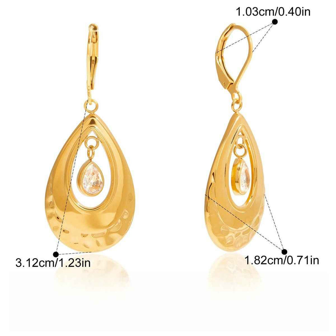 18K gold lightweight luxury high-end teardrop zircon hoop earrings