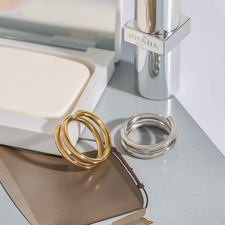 18K Gold Titanium Steel Spring Ring