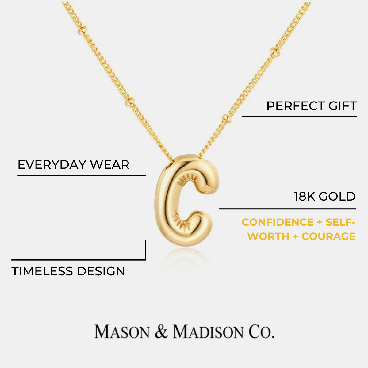 18K Gold Letter Pendant Necklace Mason & Madison Co. Jewelry