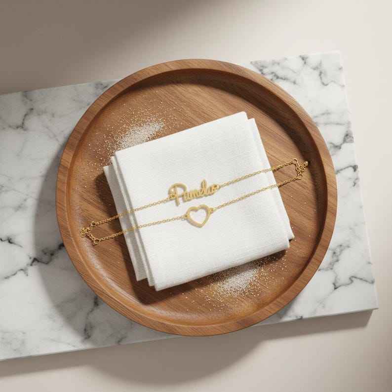 Customized Double-Chain Heart Name Bracelet