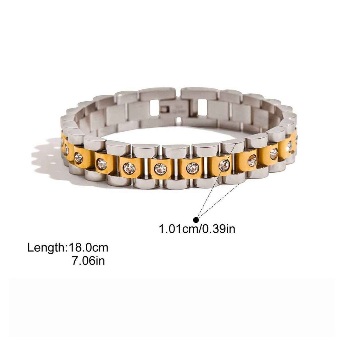 18K gold-plated, lightweight, and luxurious two-tone titanium steel bracelet.
