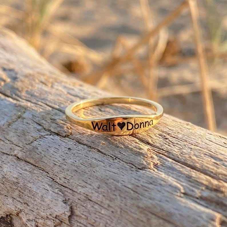 Custom smooth name engraving ring (inside and out)