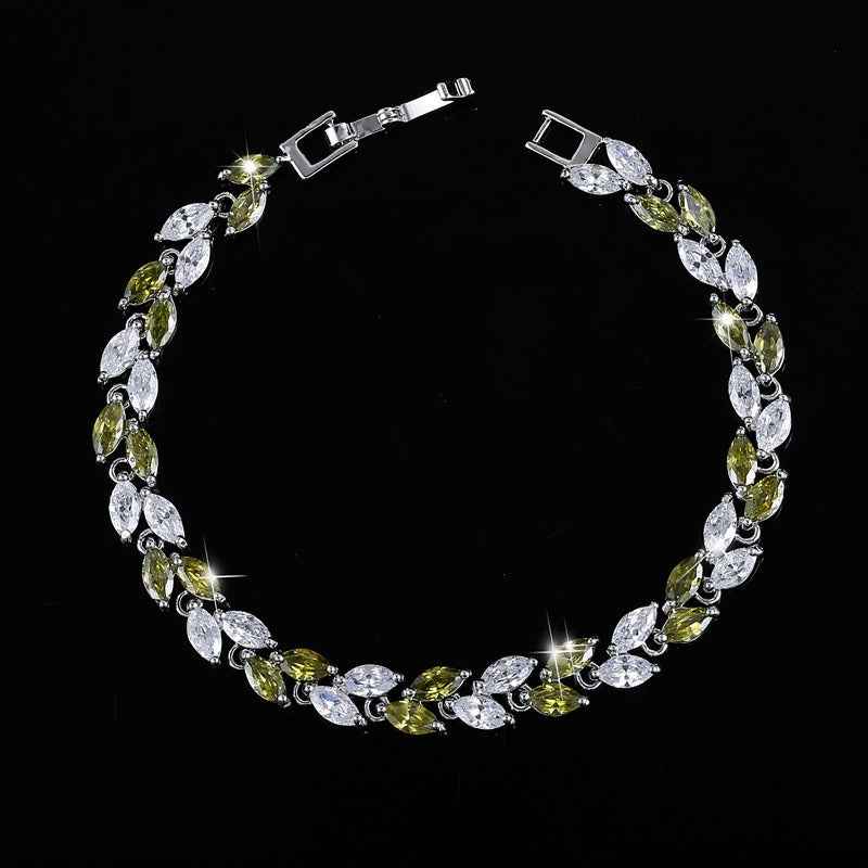 Small leaf zircon bracelet