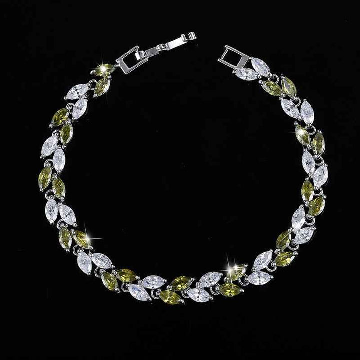 Small leaf zircon bracelet