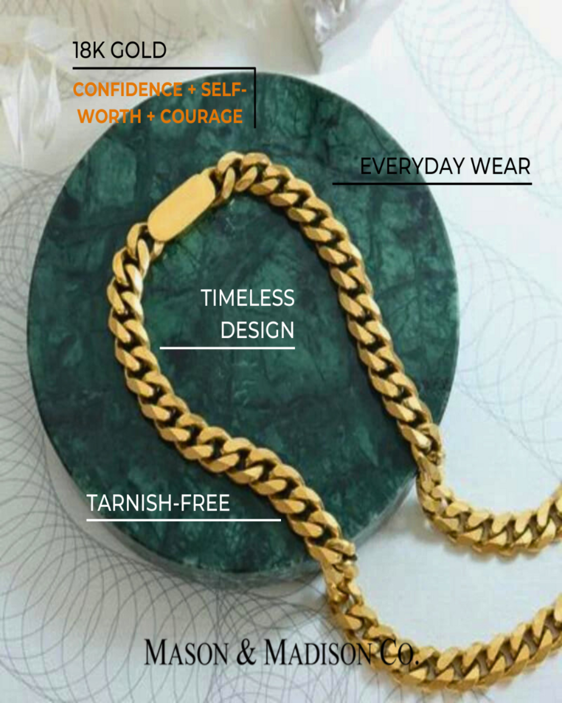 18K Gold Chain Necklace - MASON CHUNKY CHAIN™ To Be Elegant Mason & Madison Co. Jewelry