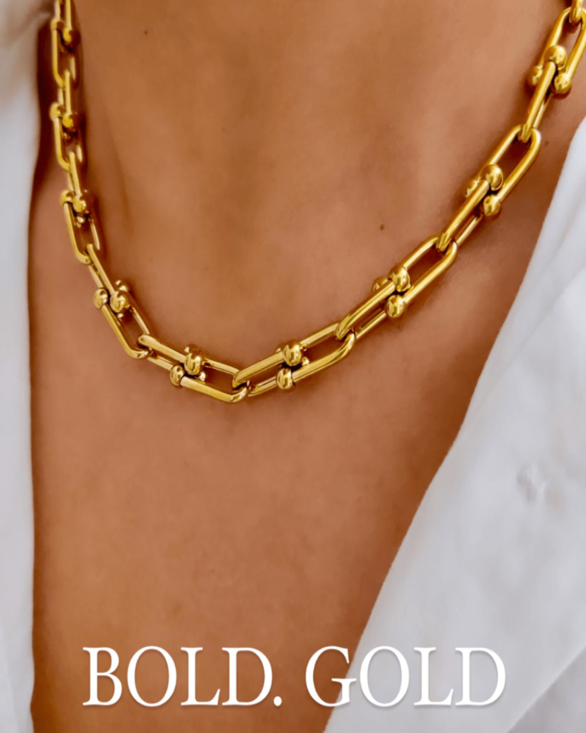 18K Gold Link Necklace + Heart Pearl Pendant Necklace Stack Bundle Mason & Madison Co. Jewelry