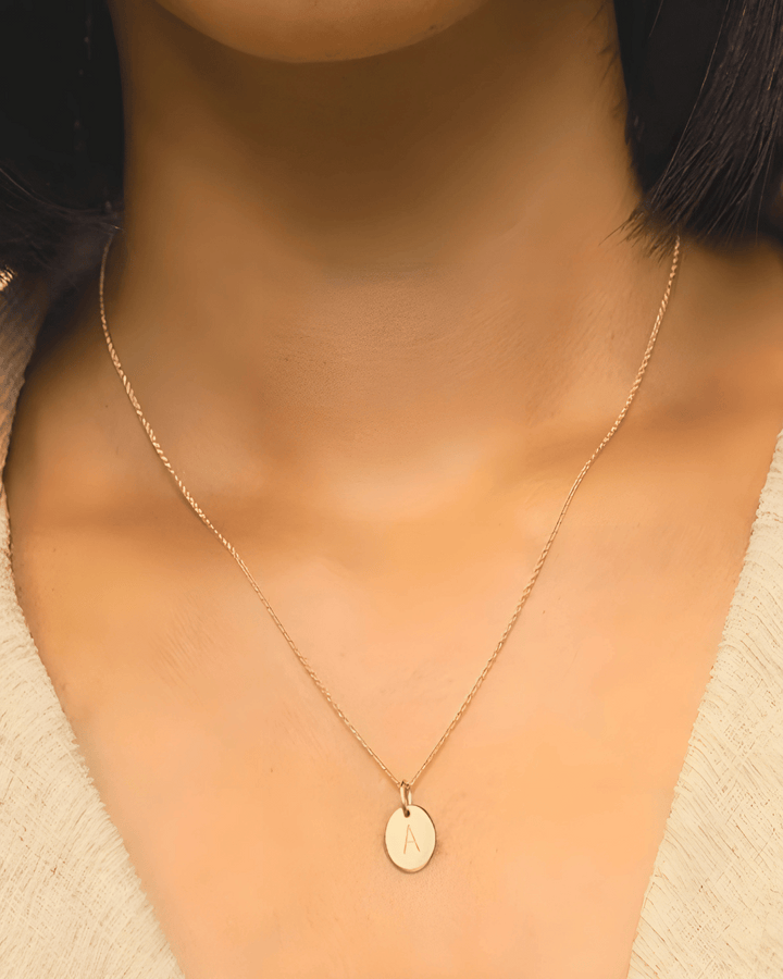 18K Gold Letter Pendant Necklace - Personalized Initial Circle Mason & Madison Co. Jewelry