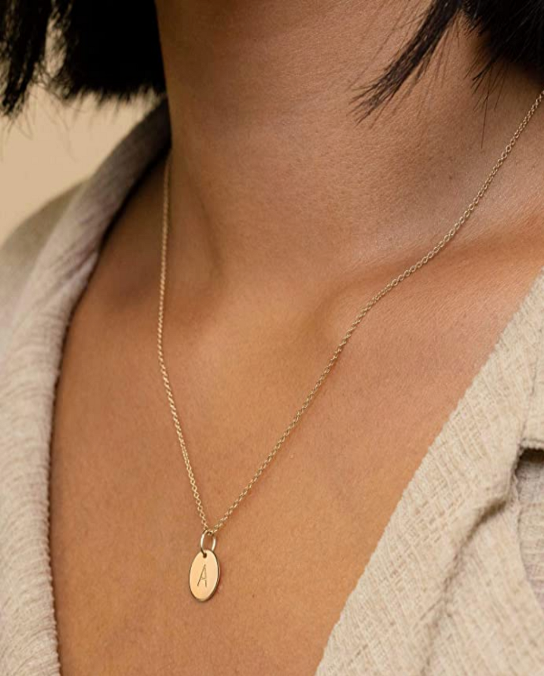18K Gold Letter Pendant Necklace - Personalized Initial Circle Mason & Madison Co. Jewelry