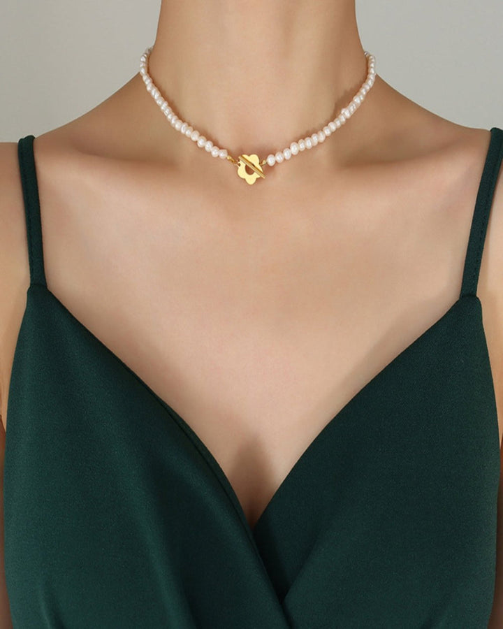 18K Pearl Chain Necklace with Flower Mason & Madison Co. Jewelry