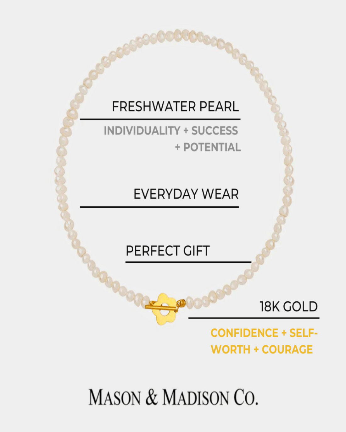 18K Pearl Chain Necklace with Flower Mason & Madison Co. Jewelry