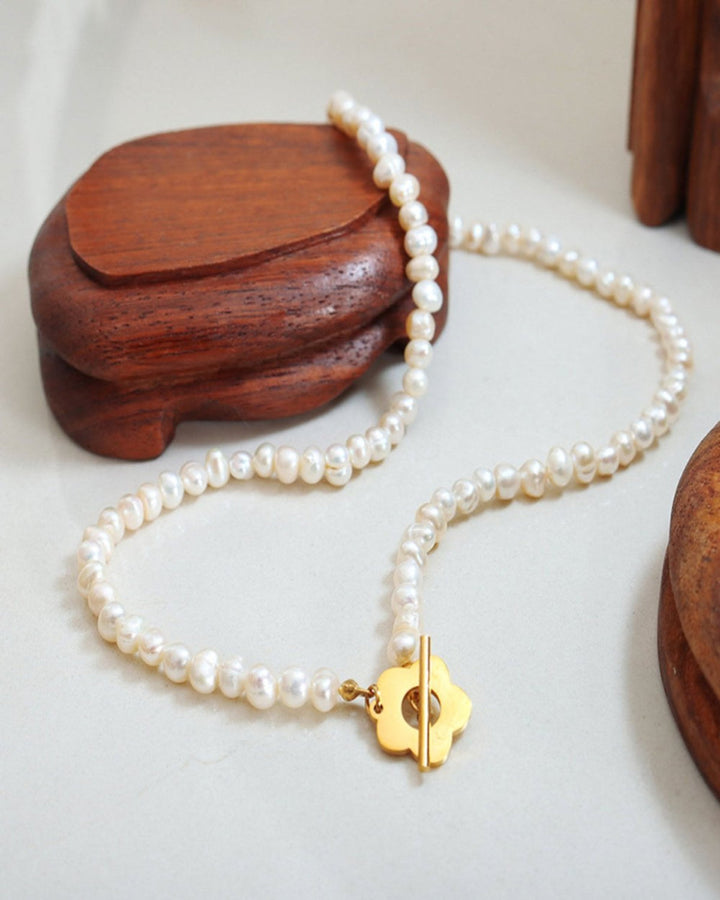 18K Pearl Chain Necklace with Flower Mason & Madison Co. Jewelry
