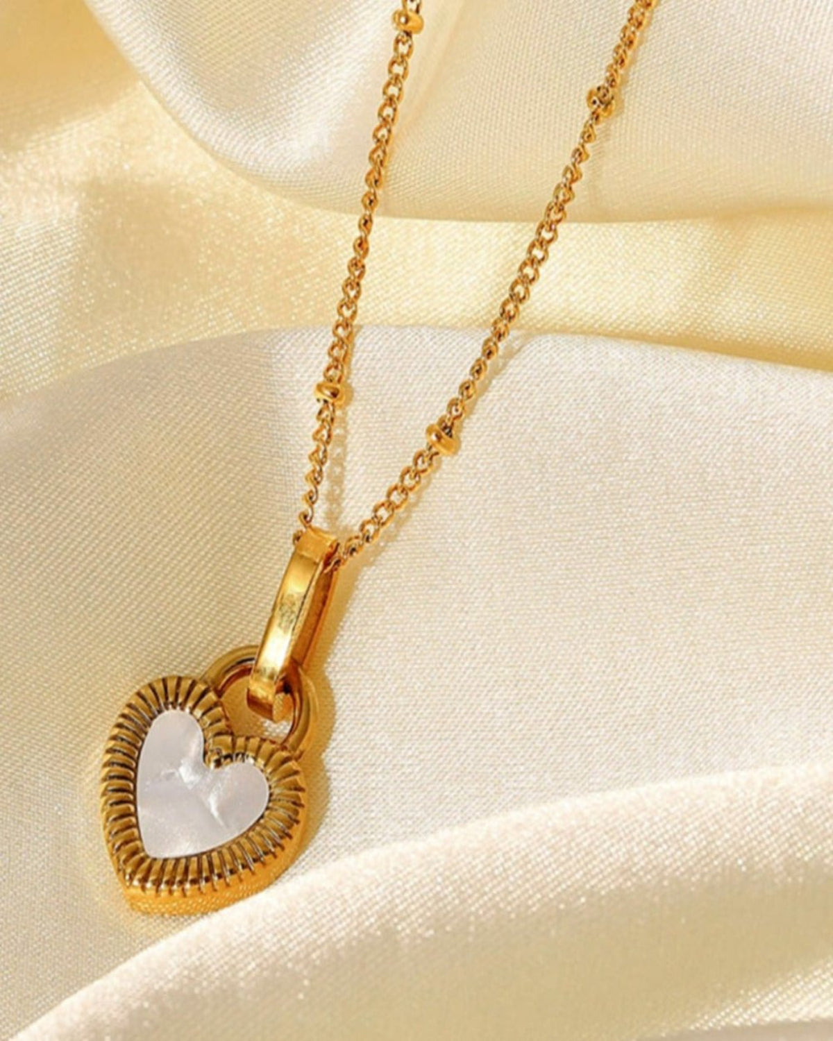 18K Gold Link Necklace + Heart Pearl Pendant Necklace Stack Bundle Mason & Madison Co. Jewelry