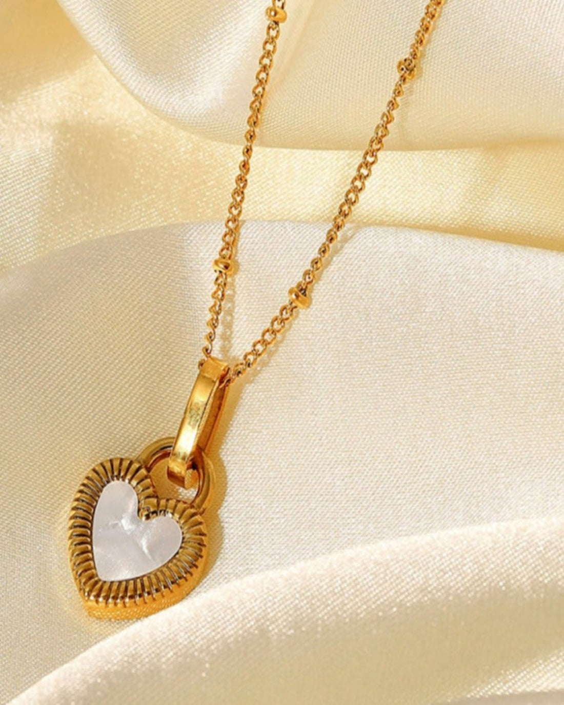 18K Gold Link Necklace + Heart Pearl Pendant Necklace Stack Bundle Mason & Madison Co. Jewelry