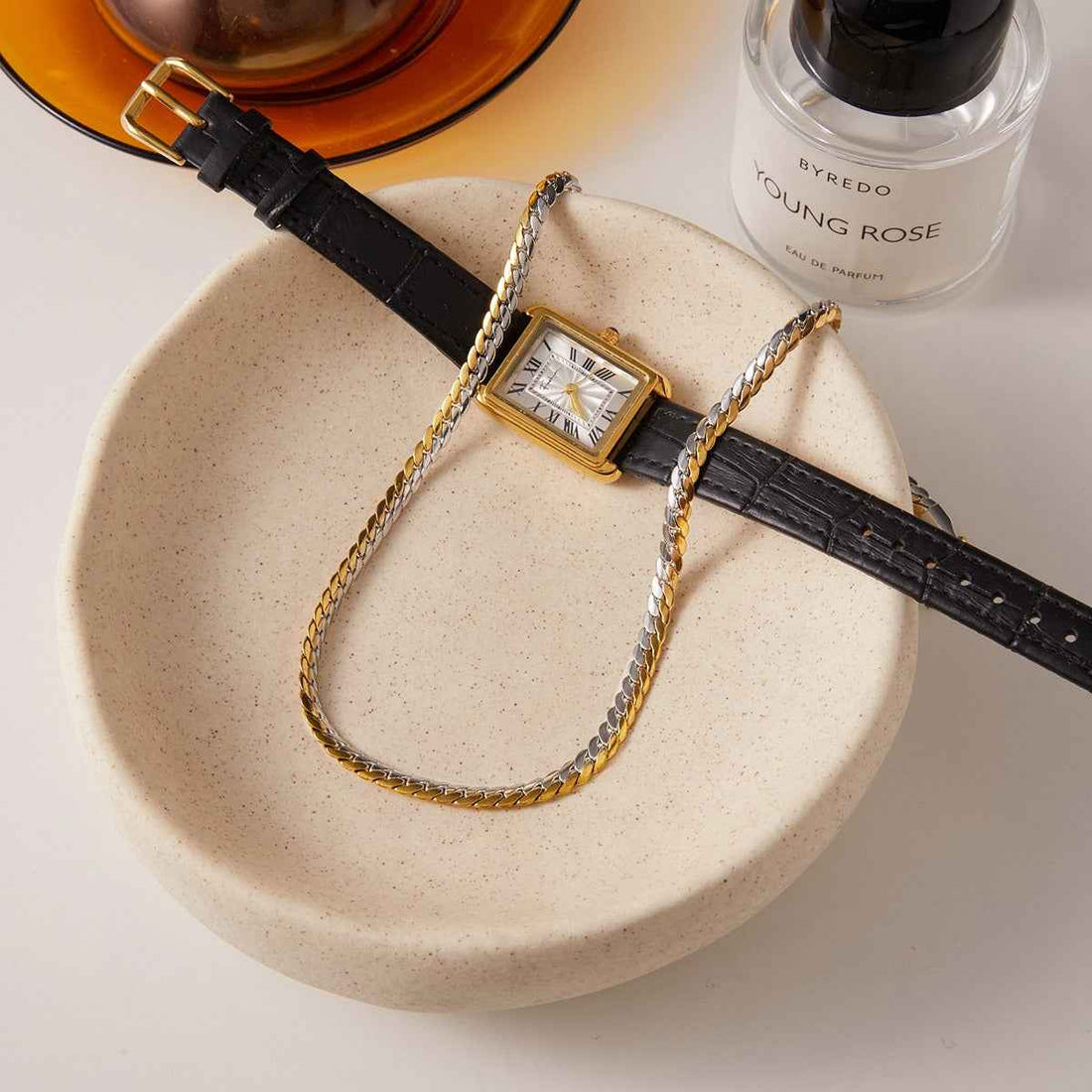 18K gold and S925 silver mixed-metal chain titanium steel necklace