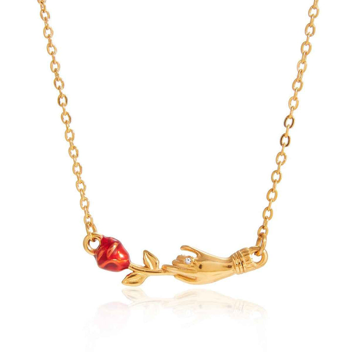 18K gold rose flower clavicle necklace