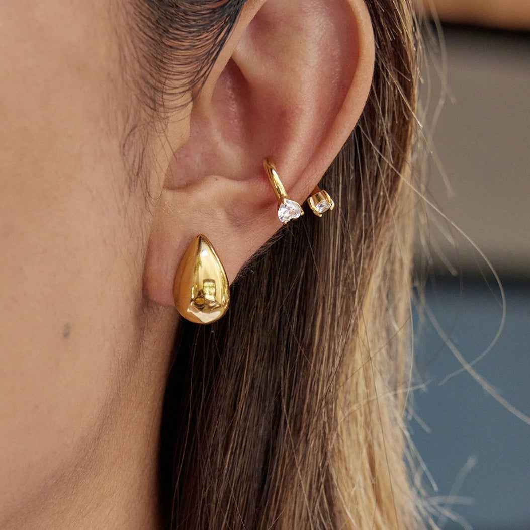 18K gold lightweight luxury and high-end style teardrop earrings