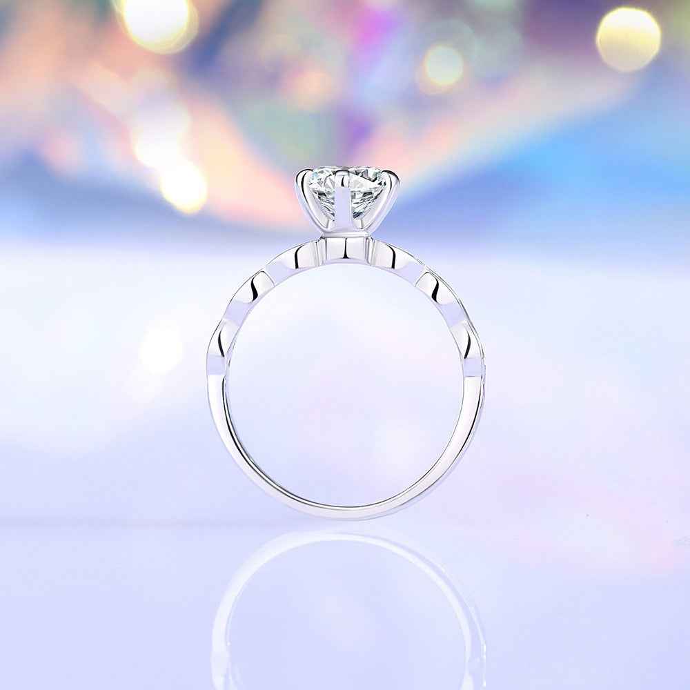 S925 sterling silver moissanite six-prong ring