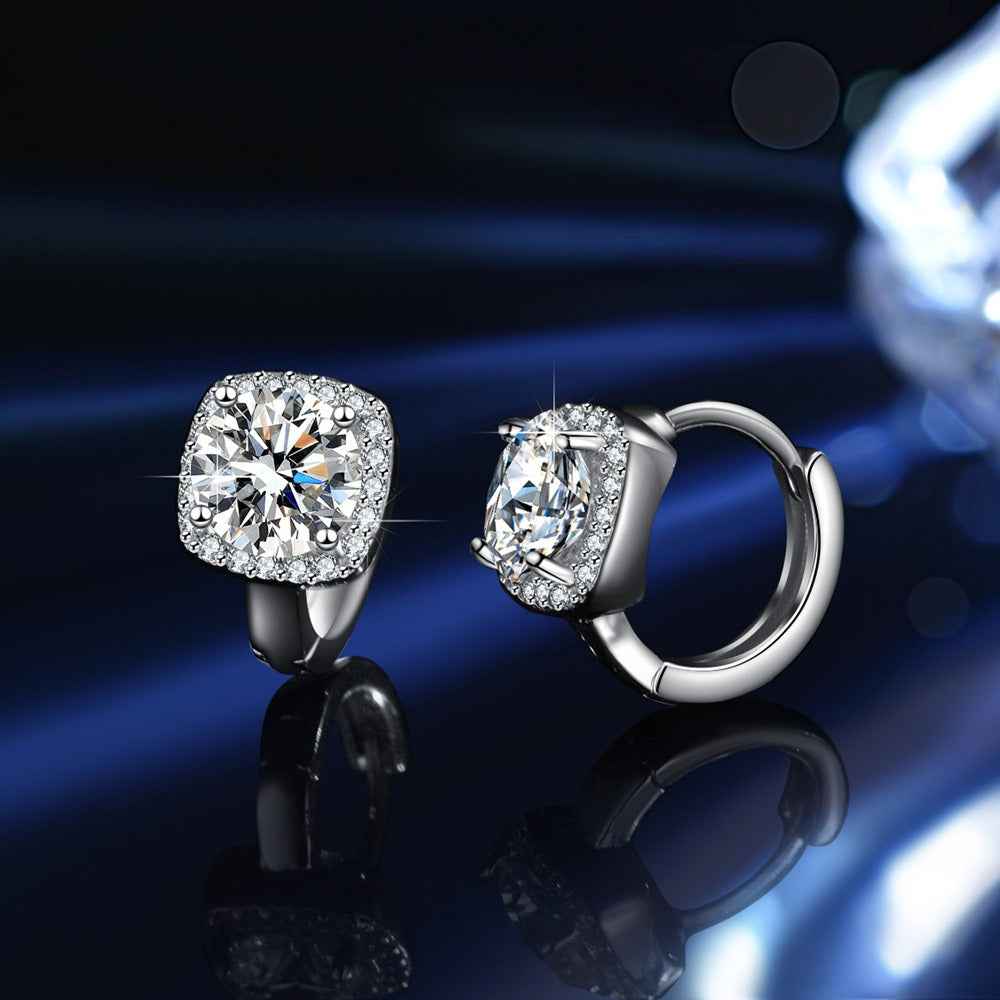 Moissanite D color s925 sterling silver square earrings