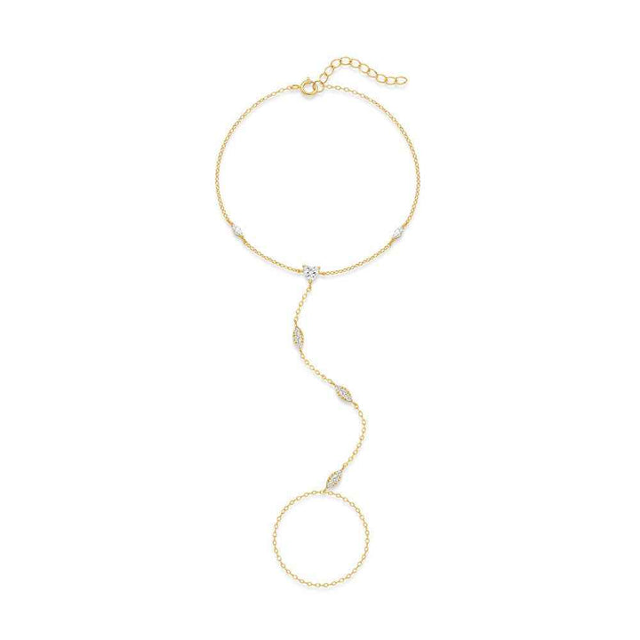 s925 sterling silver horse eye diamond bracelet ring chain finger chain