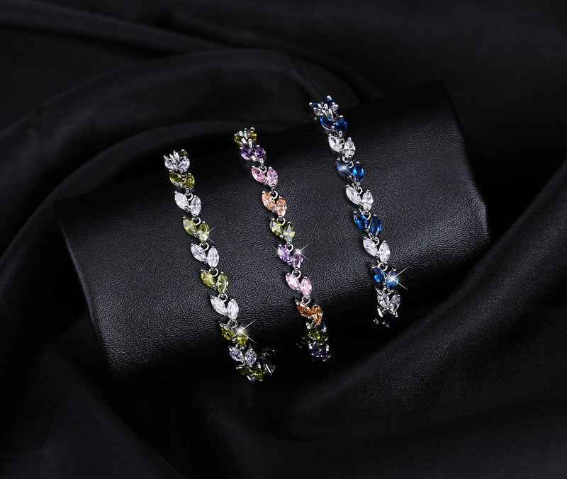 Small leaf zircon bracelet