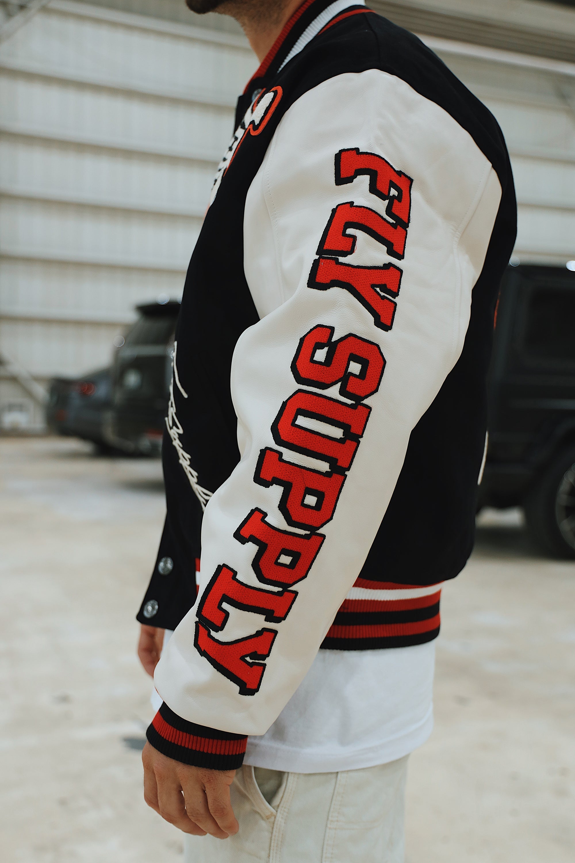 Manifest Varsity Jacket (Black) Fly Supply Co