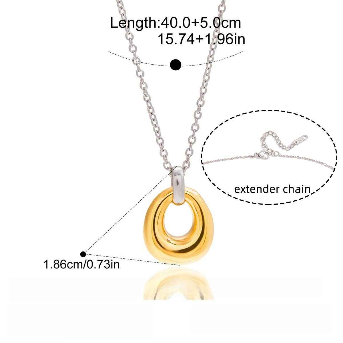 18K gold and S925 silver mixed-metal chain titanium steel necklace