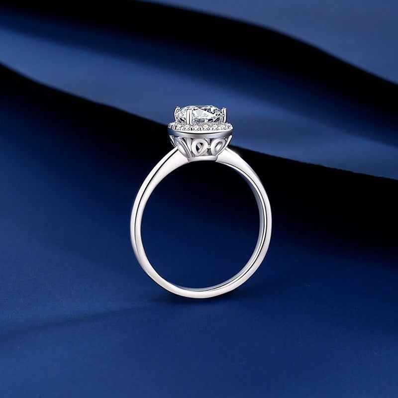 S925 sterling silver four-prong square-cut moissanite ring (sugar cube design)