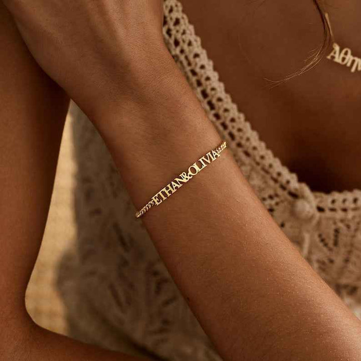 Customized Double Nameplate Name Bracelet