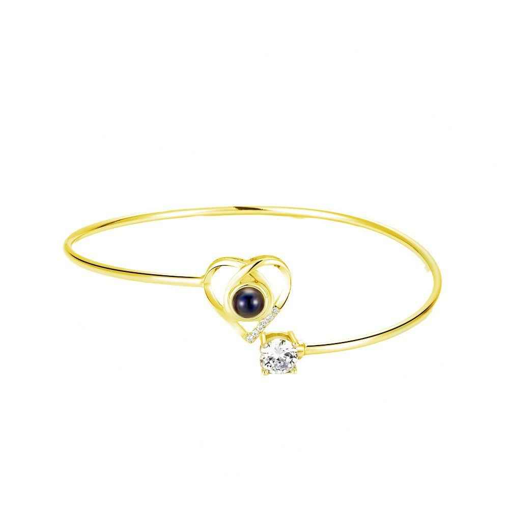Customized Heart Photo Projection Bangle Bracelet