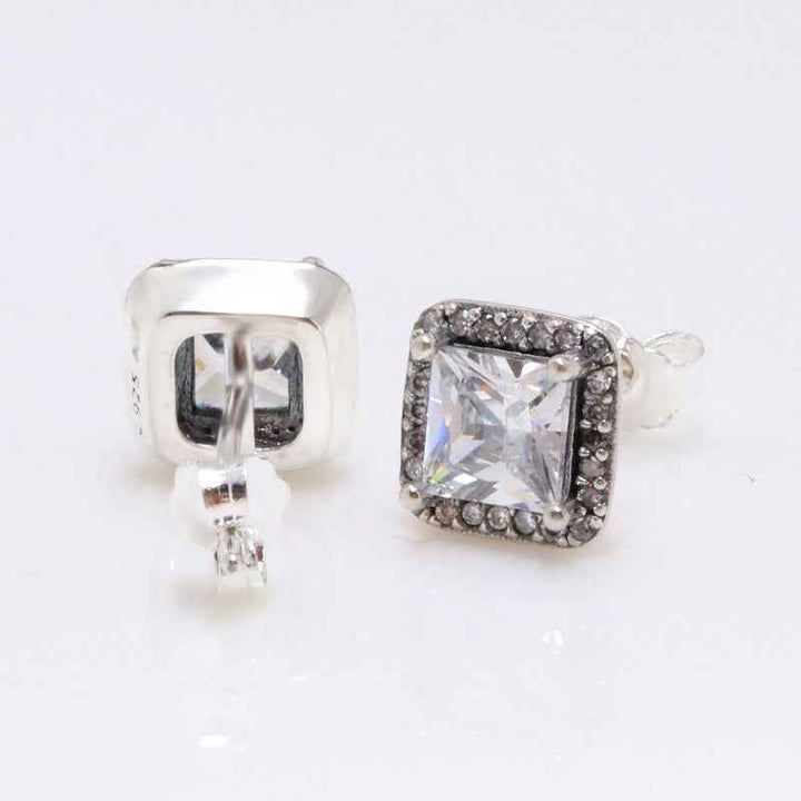 Geometric square diamond design exquisite and noble earrings