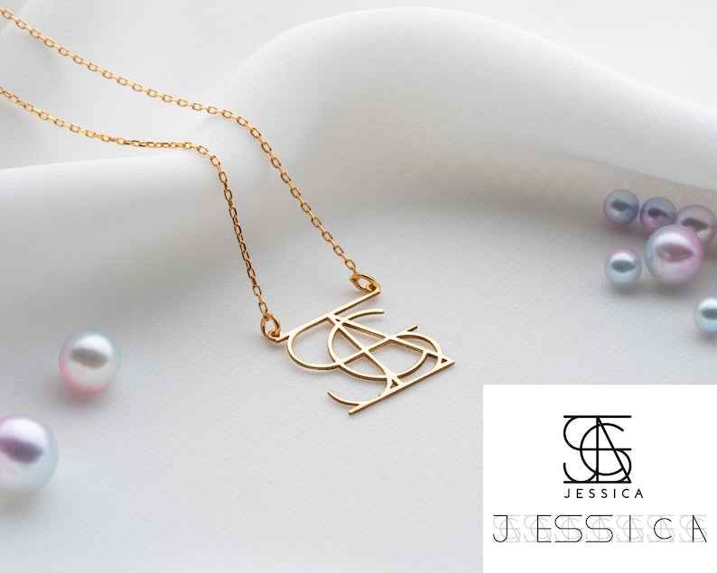 Customized Intertwined Initial Name Necklace