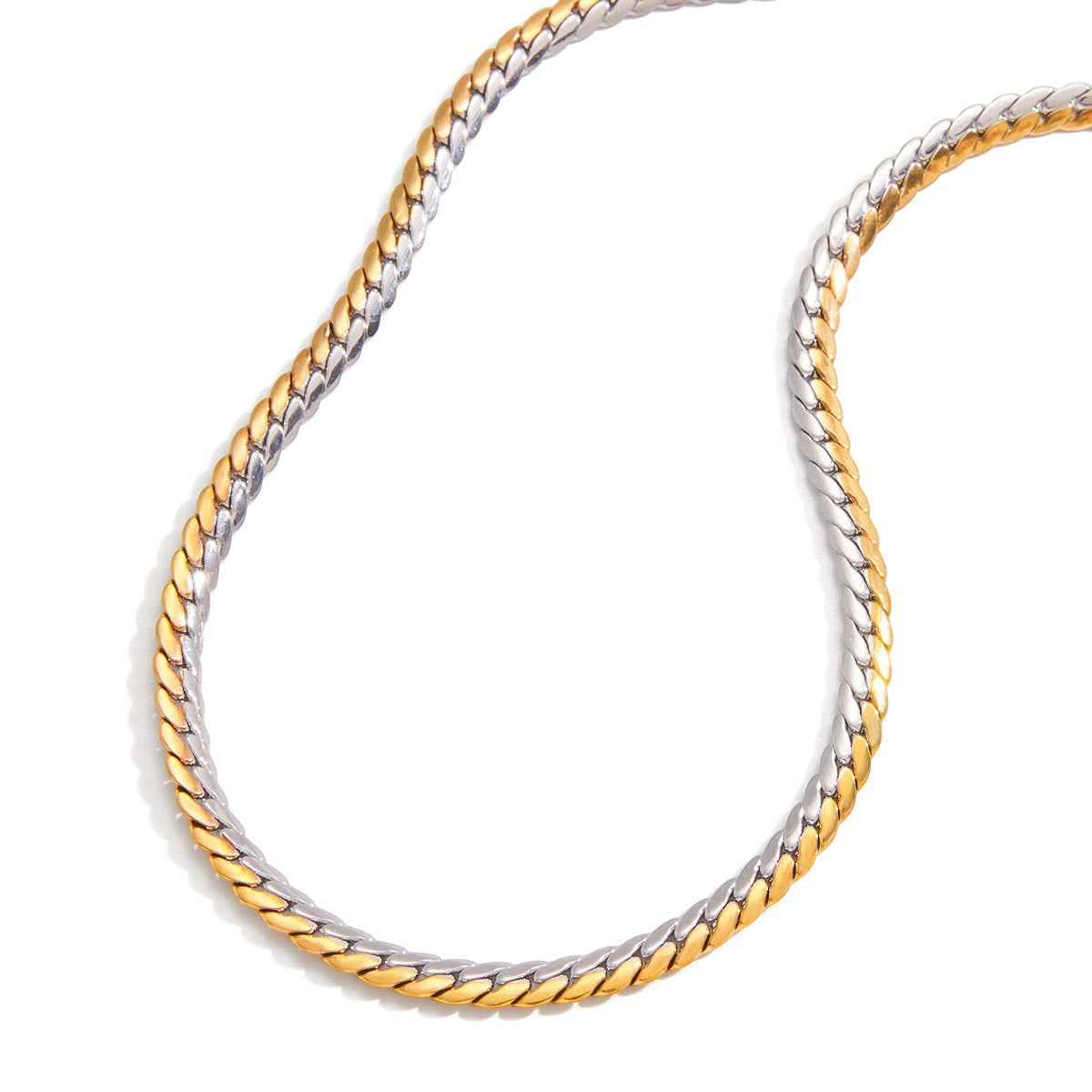 18K gold and S925 silver mixed-metal chain titanium steel necklace
