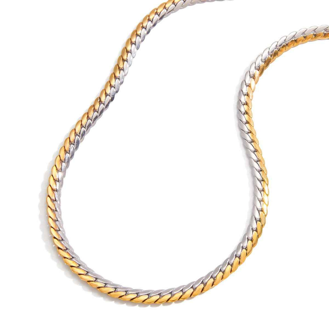 18K gold and S925 silver mixed-metal chain titanium steel necklace