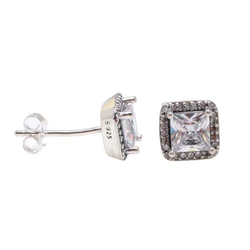 Geometric square diamond design exquisite and noble earrings