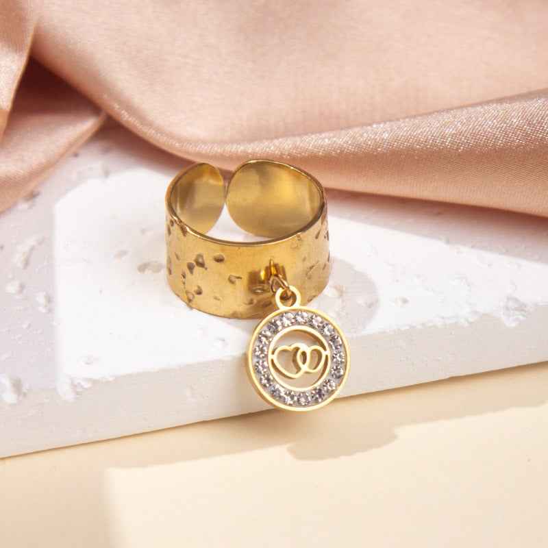 18K gold-plated titanium steel pendant ring