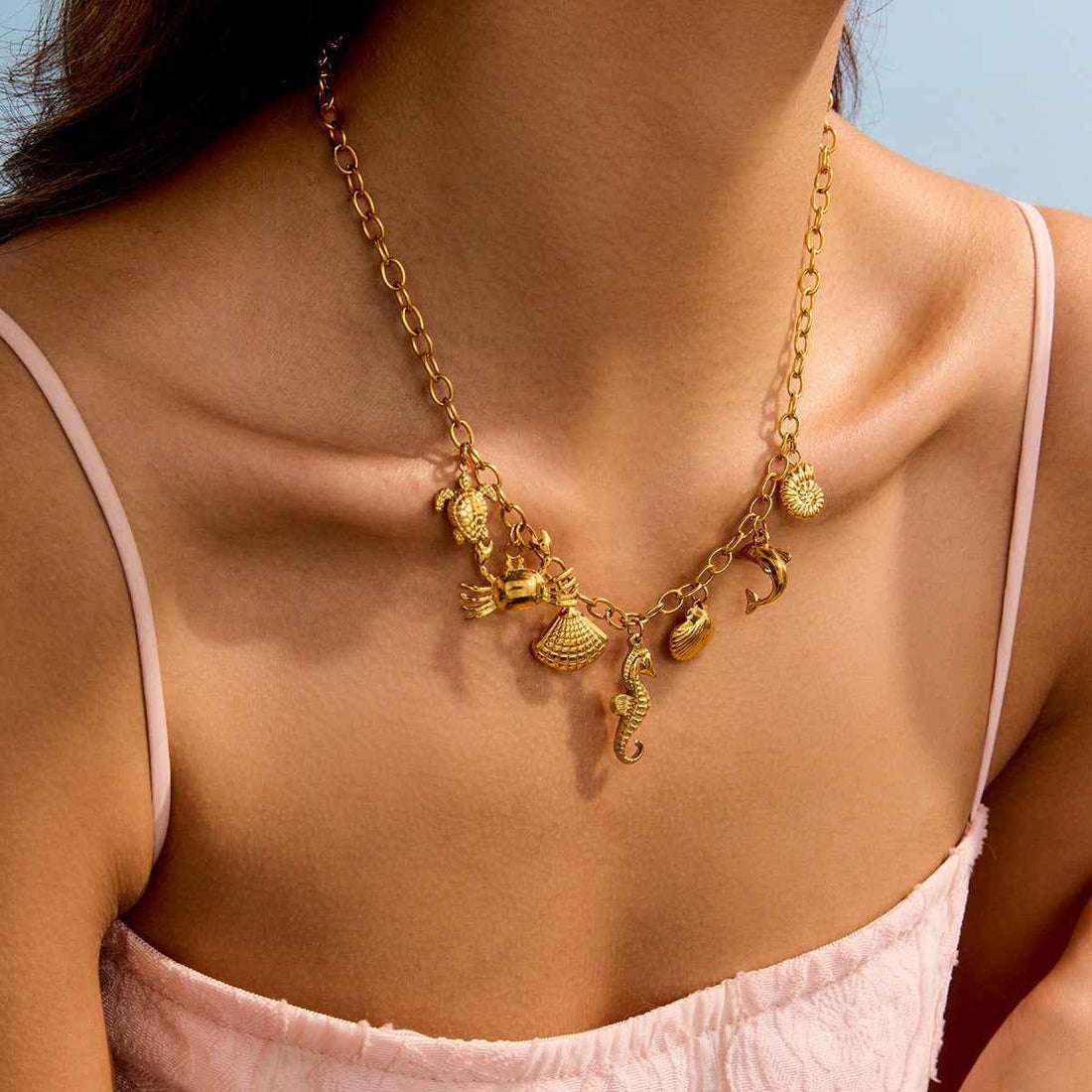 18K gold ocean element design exquisite and noble necklace