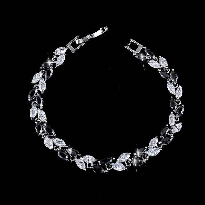Small leaf zircon bracelet