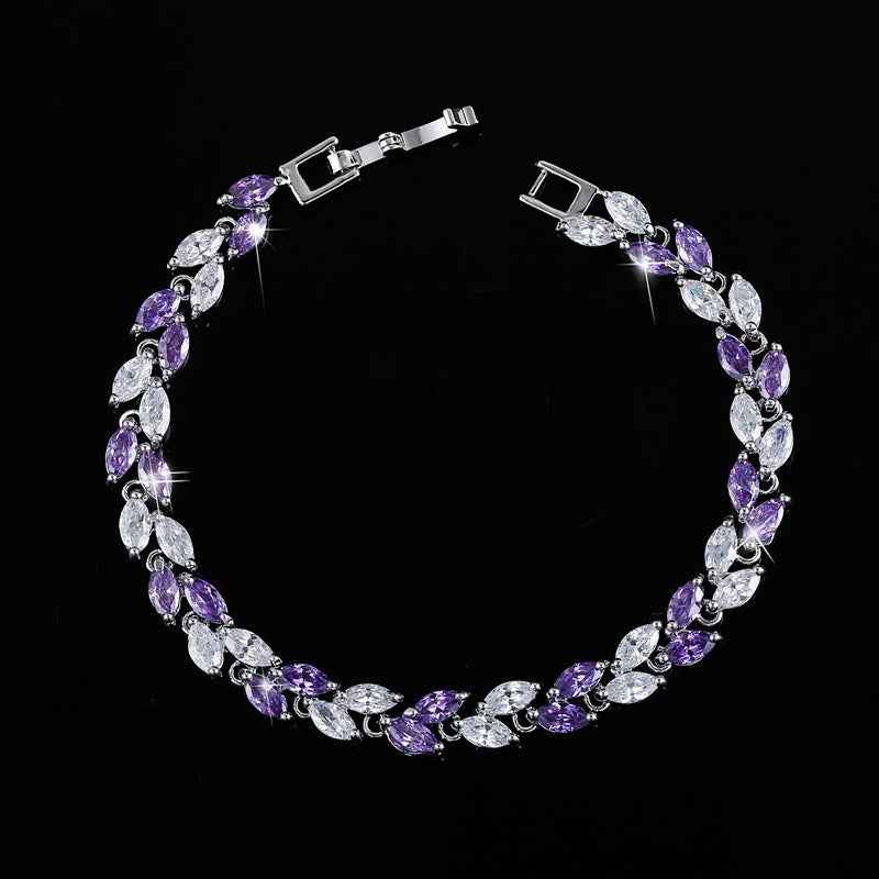 Small leaf zircon bracelet